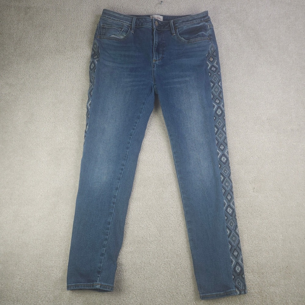 Driftwood‎ Jackie Jeans Womens 30x26 Blue High Rise Skinny Ankle Embroidered